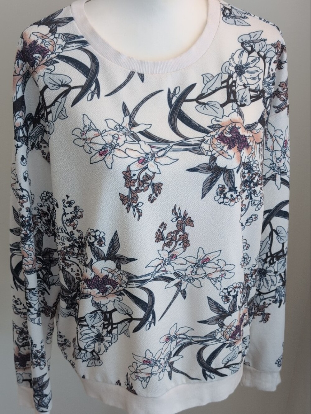 H&M Note Floreali Botanical Floral Cottagecore Oversized Thin Sweatshirt Top XL